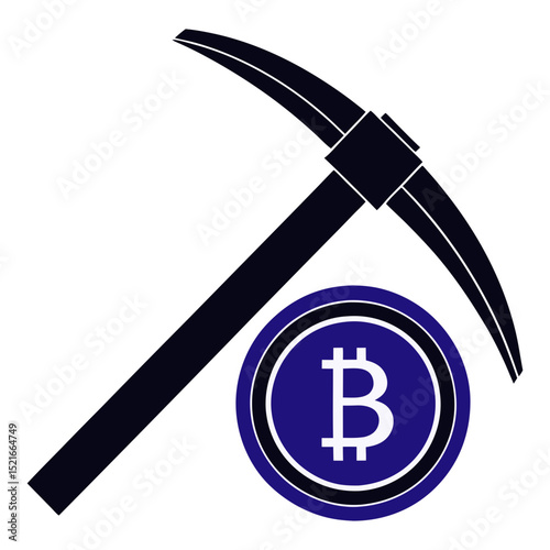 Bitcoin mining pickaxe icon digital currency cryptocurrency blockchain technology