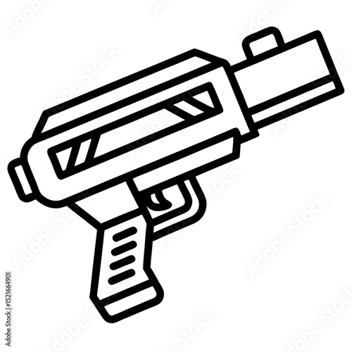 Futuristic sci fi water gun outline illustration