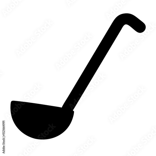 Simple black silhouette of a kitchen ladle cooking utensil