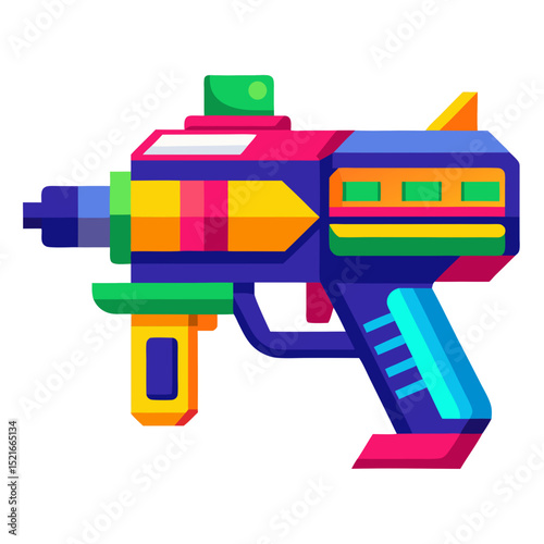 Colorful futuristic ray gun design for video games and animations