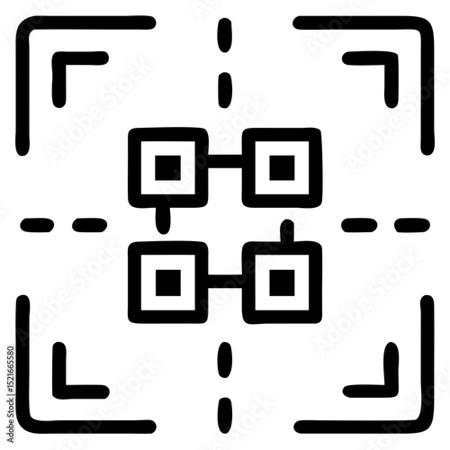 Hand drawn qr code scanner target graphic design element
