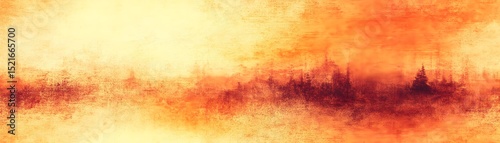 A warm, textured landscape painting.