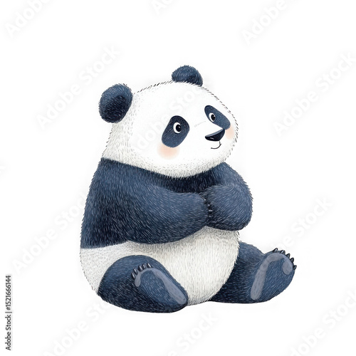 Adorable baby panda illustration isolated on transparent background