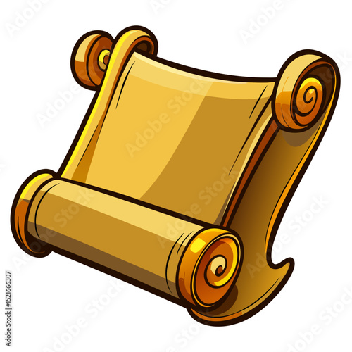 Cartoon golden scroll illustration blank template design