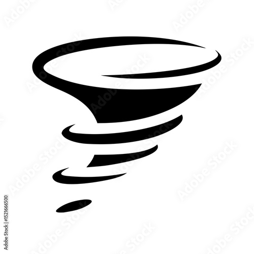 Abstract black and white tornado icon graphic design element