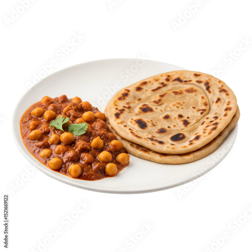 Chole Masala with Paratha, Indian Cuisine isolated on a transparent background 