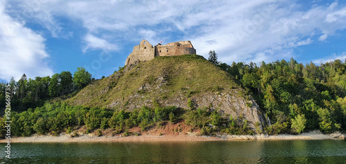 Castle in Niedzica, forest and landscape by the river