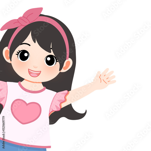 cute pinky girl with hi hand gesture