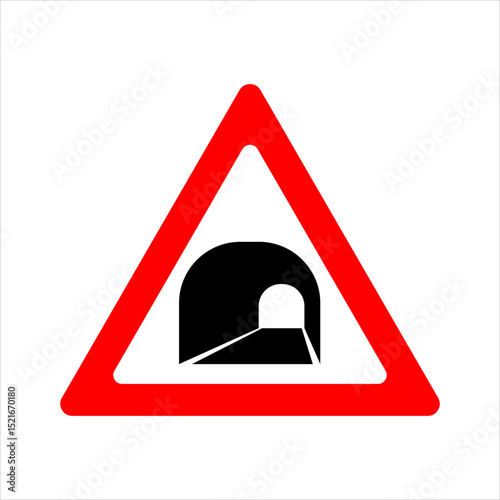 Tunnel and Narrow Passage Warning Sign in Red Triangle