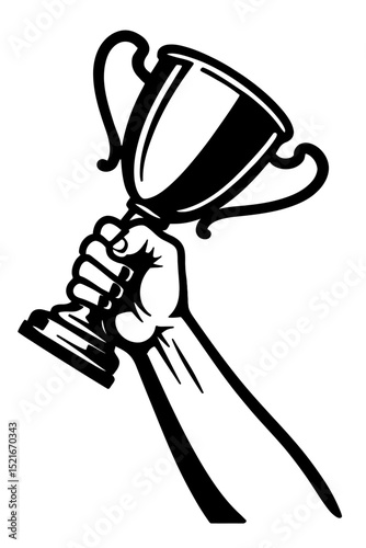 Victorious Hand Holding Champion's Trophy Award Icon - Symbol of Success and Achievement