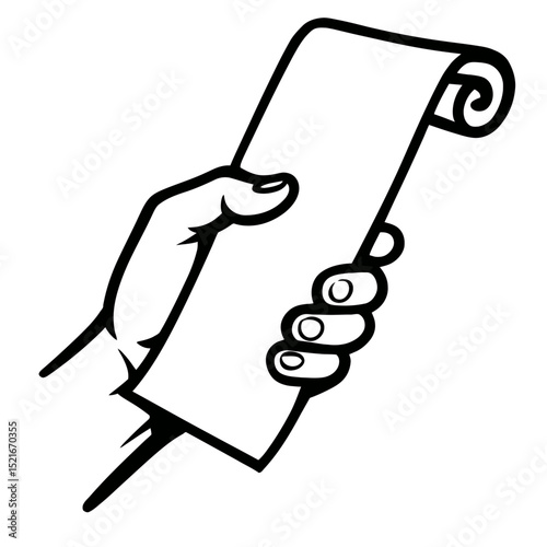 Hand Holding Rolled Old Scroll Paper Icon - Symbol of Ancient Knowledge and Documents
