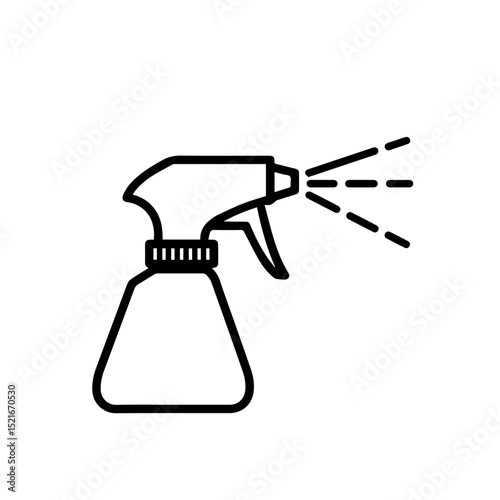Garden sprayer for plants watering. Plastic gardening tool with trigger and nozzle. Simple line drawing of garden accessory for watering plants, perfect for gardening catalogs and websites.