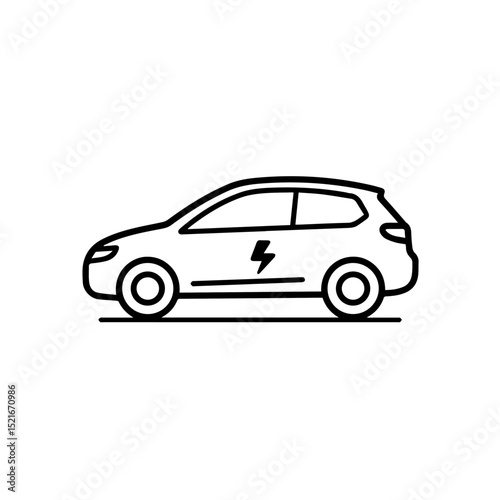 Electric car icon drawing. Simple electric car illustration perfect for automotive industry marketing materials. Clean design of modern electric vehicle suitable for brochures, websites,