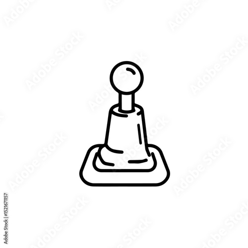 Simple gear shift knob illustration. Car part design, automotive accessory.  This minimalist image is perfect for car manuals, brochures, or automotive websites.