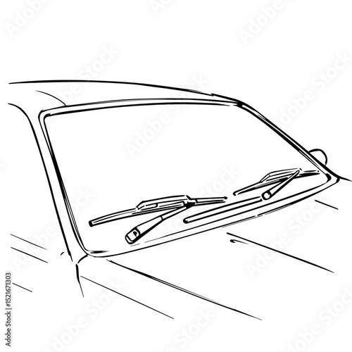 Car windshield wipers detail. Close up image shows car windshield wipers in resting position.  Clean car windshield wipers provide clear vision.