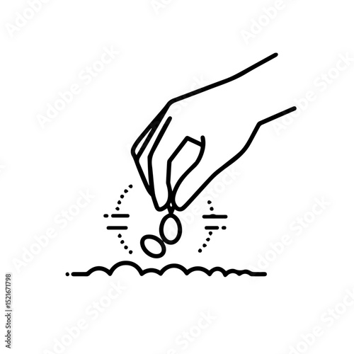 Planting seeds in fertile soil, hand sowing seeds for growth, nurturing new life from tiny grains, perfect image for gardening or automotive accessories.