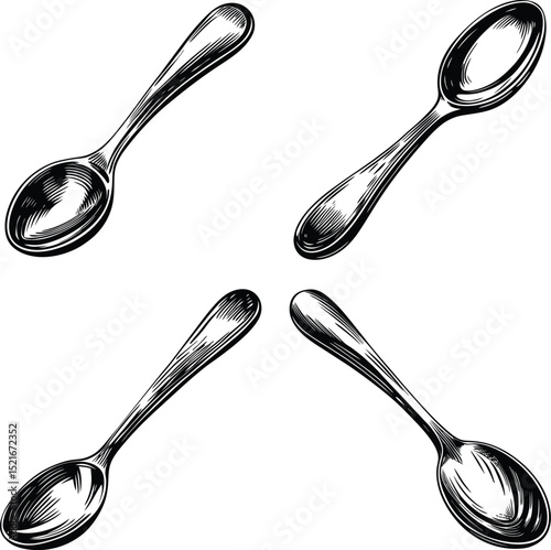  spoons hand drawn illustration set