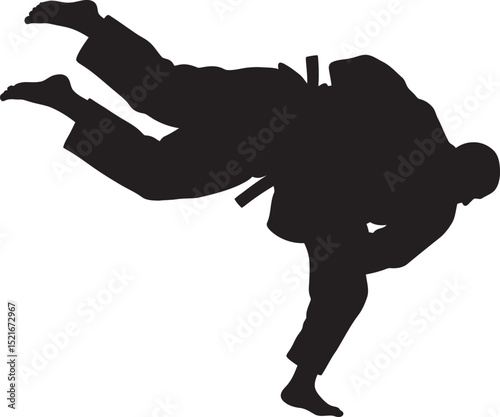  Judo sports silhouette art white color background