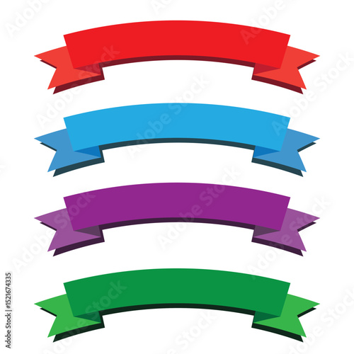 Free Download Ribbon banner collection isolated on white background. Red, sky blue, purple and  green color ribbon icon set. Vintage Retro vector logo for banner in flat style.  Vector illustration. - GFXLoad