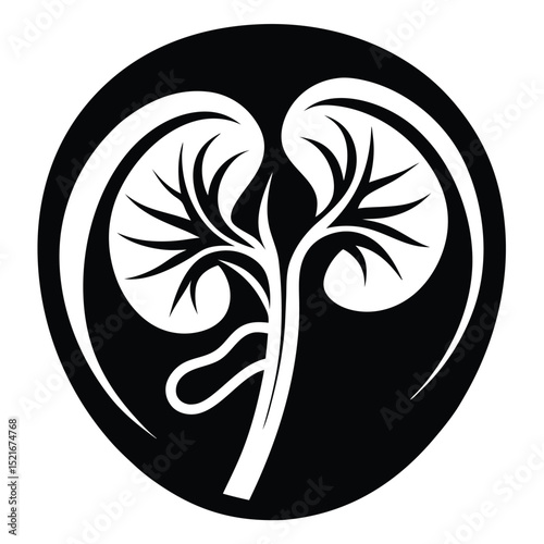 A black and white Kidney silhouette Vector Design art illustration