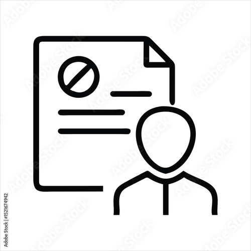 Denied application icon with human figure in black and white outline