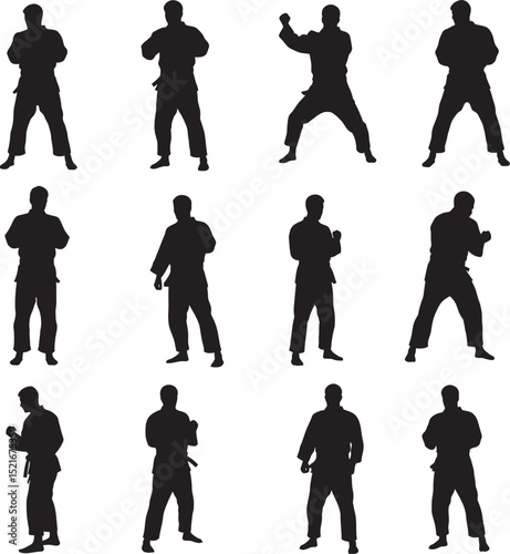  Judo sports silhouette art white color background