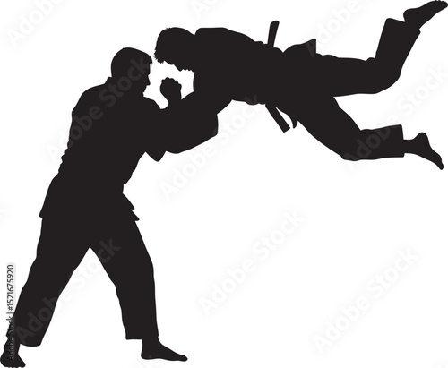  Judo sports silhouette art white color background