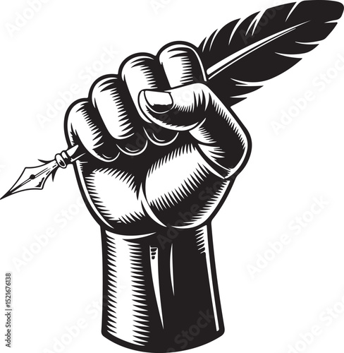 Empowering Hand Holding Quill Pen A Symbol of Writing, Power, and Expression