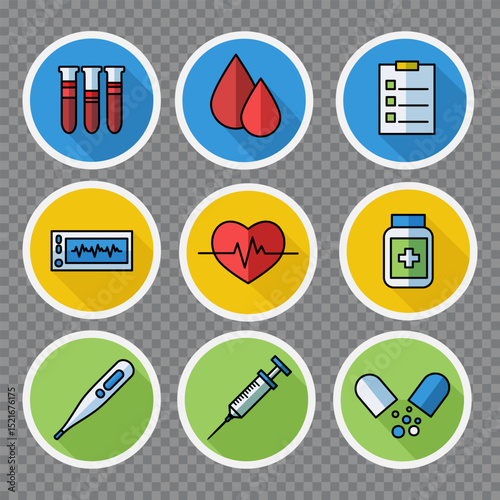 Medical icons in flat style