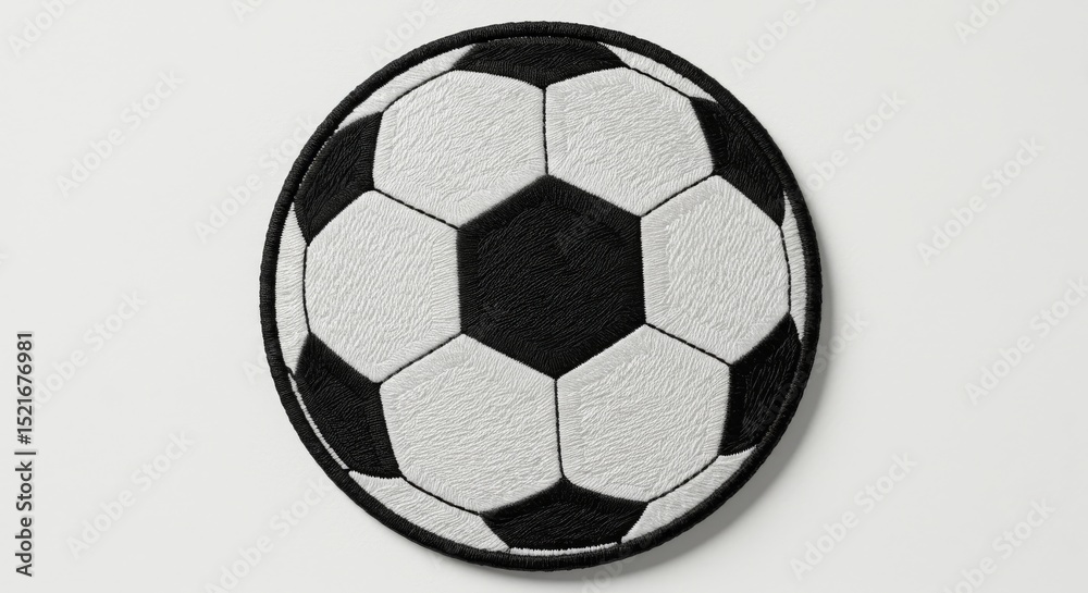 Fototapeta premium Soccer Ball Patch Design - Embroidered soccer ball patch, classic design, sports theme, textile craft, round shape