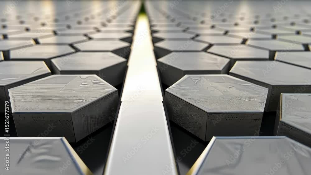 Close-up view of hexagonal tiles showcasing innovative design and textures in a contemporary architectural setting
