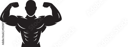 Powerful Silhouette of a Bodybuilder Muscular Strength and Fitness