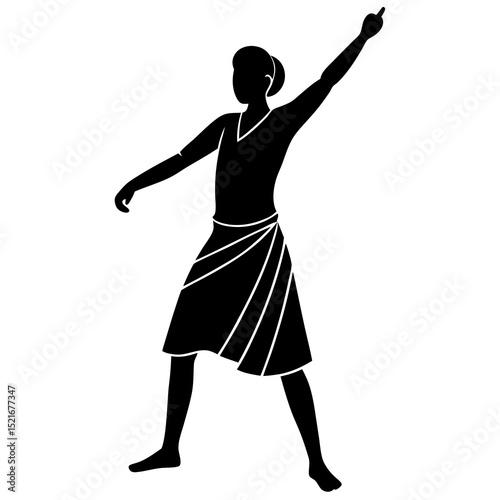 silhouette of a woman dancing wearing  asian lungi