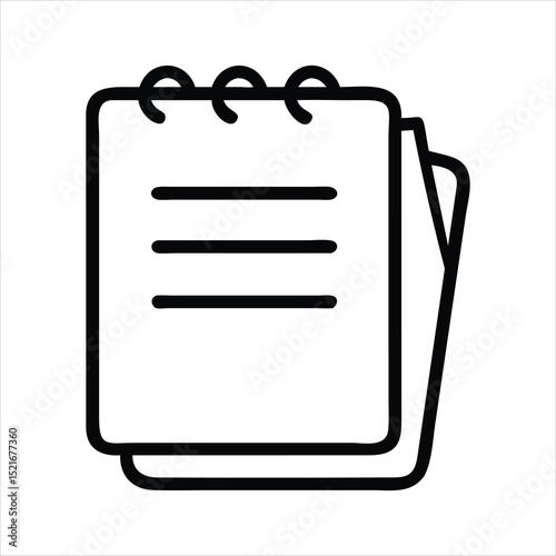 Simple Black and White Spiral Notebook Icon graphic