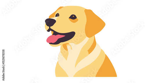 Cartoon Golden Labrador Retriever Illustration-Cute Puppy Dog with Tongue Out-Happy Pet Animal Graphic for Kids and Dog Lovers