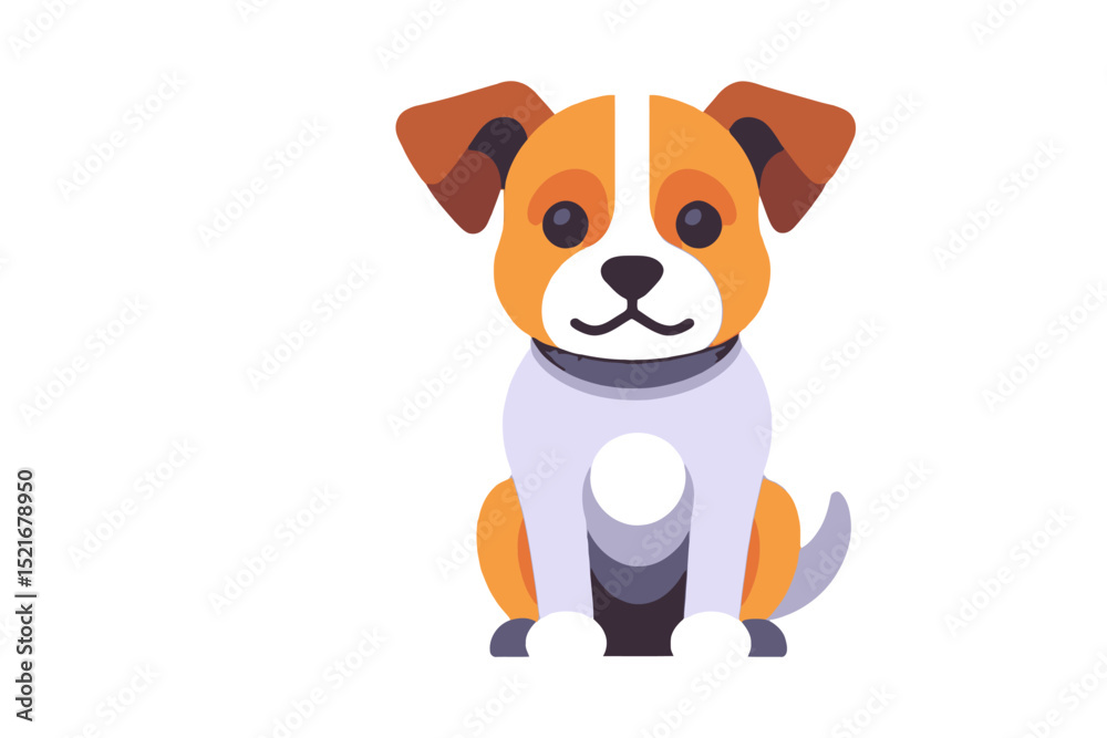 Fototapeta premium Cute Cartoon Dog Illustration - Adorable Puppy Graphic for Kids - Vector Dog Clipart for Download - Smiling Dog Character Design - Perfect for Children's Books