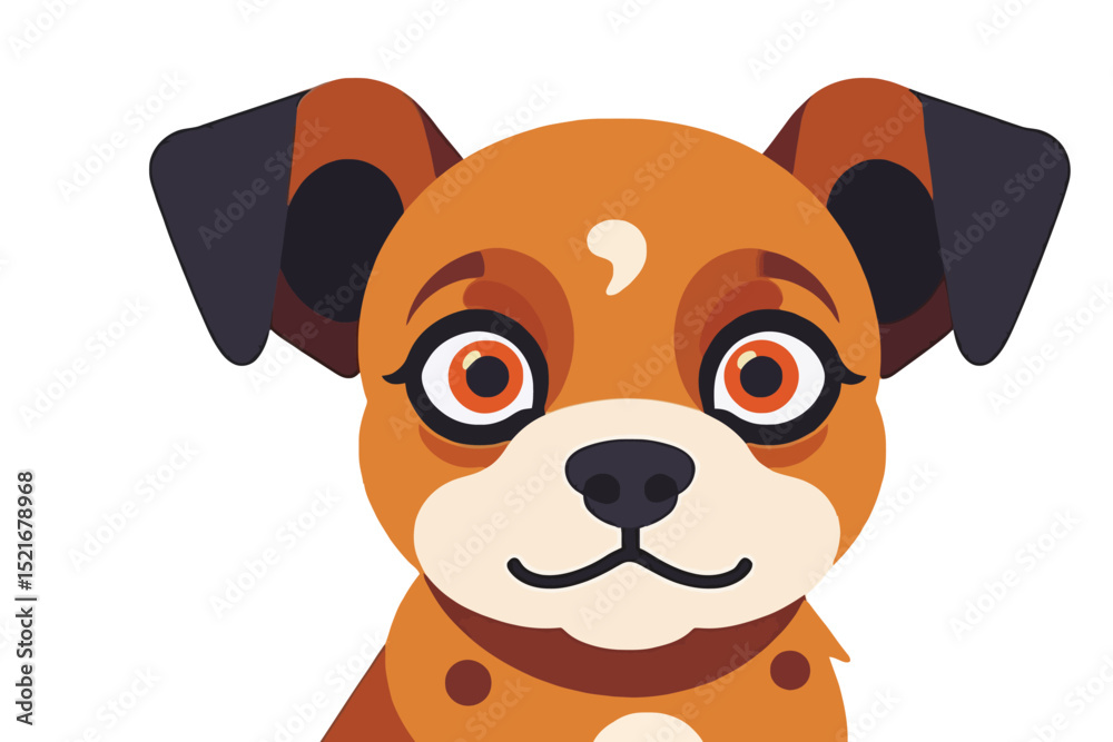 Obraz premium Cute Cartoon Dog Illustration - Brown Puppy with Big Eyes - Adorable Pet Graphic for Kids - Vector Dog Image for Web and Print - Funny Dog Cartoon Face