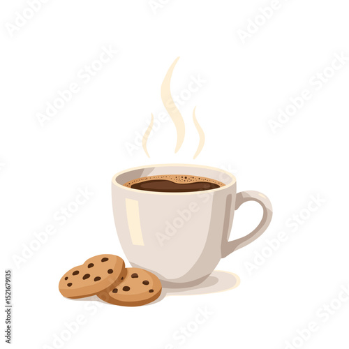 Cup of filtered coffee with homemade cookies on the side