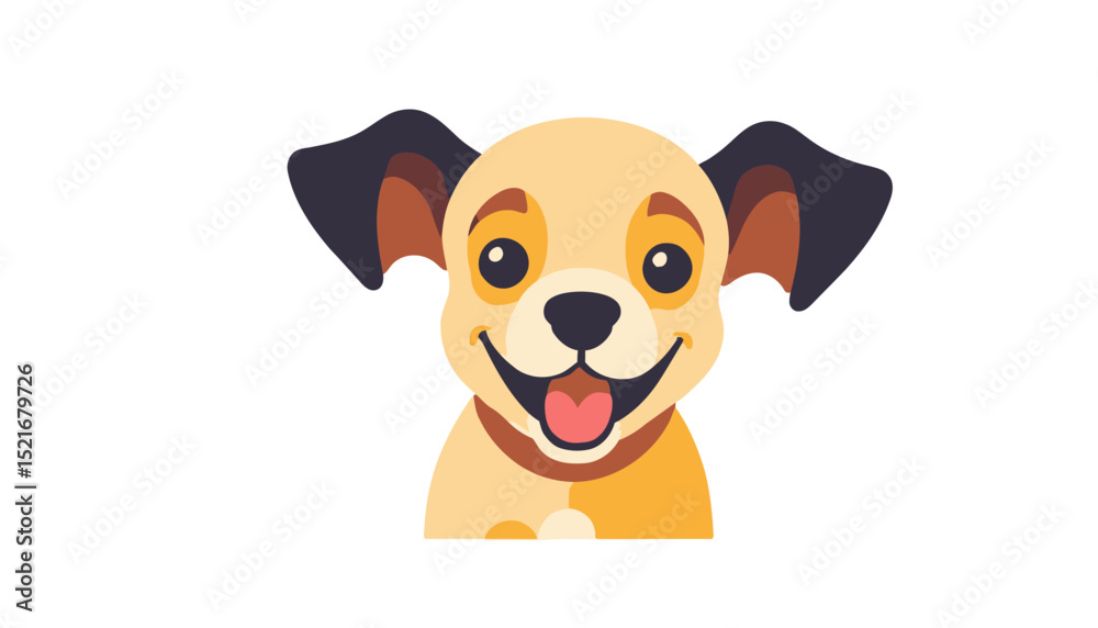 Fototapeta premium Cute Cartoon Puppy Image-Smiling Dog Illustration-Adorable Pet with Big Eyes-Happy Pup Graphic-Friendly Dog Design for Kids-Cartoon Dog Clipart