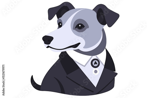 Dog in Suit Illustration - Cartoon of a Distinguished Dog - Animal Character Art with Formal Attire - Vector Image of a Business Dog - Funny Dog Picture