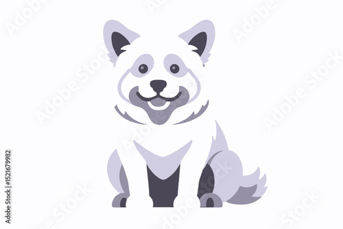 Cute Samoyed Dog Illustration - Fluffy White Puppy Graphic - Adorable Pet Clipart for Kids - Smiling Canine Cartoon Image - Friendly Dog Vector Art