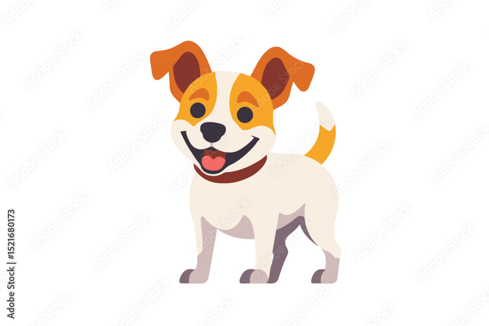 Fototapeta premium Happy Cartoon Dog Vector Illustration-Cute Smiling Puppy Clipart-Adorable Canine Character Design-Playful Pet Graphic for Kids-Dog Lovers Image-Animal Artwork