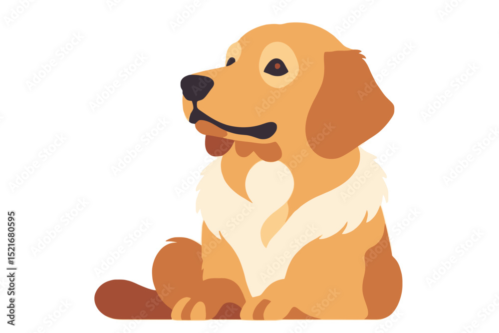 Fototapeta premium Cartoon Golden Retriever Illustration-Cute Dog Graphic for Pet Lovers-Adorable Puppy Clip Art-Simplified Dog Design-Vector Dog Portrait