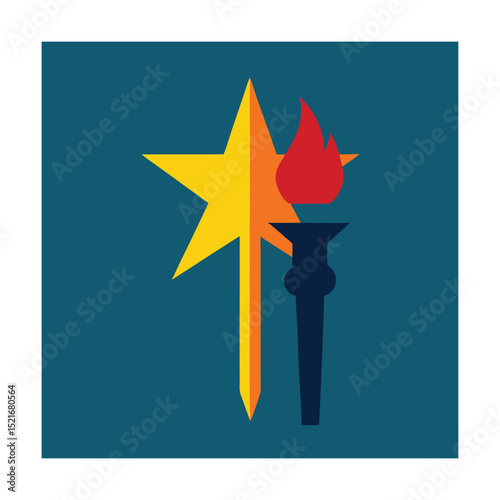 Vibrant illustration of a star and a torch symbolizing excellence and achievement
