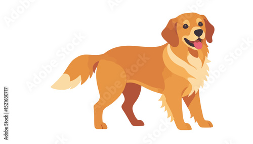 Golden Retriever Illustration-Cartoon Dog Breed-Pet Animal Graphics-Friendly Canine Clipart-Cute Puppy Drawing-Dog Lover Gift Idea-Home Decor Art-Isolated on White-Vector Image
