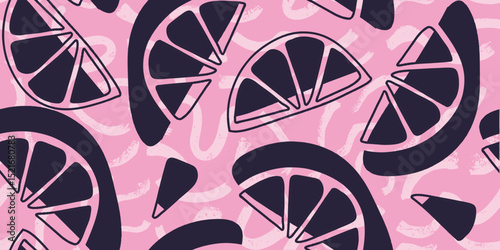 Lemon Slices on Pink Background Pattern