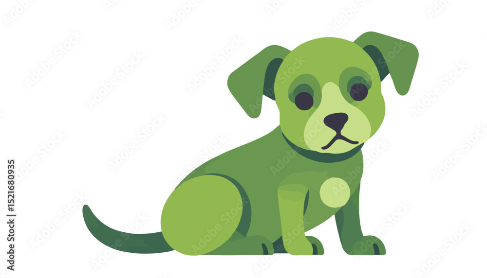 Obraz premium Cute Green Puppy Illustration - Adorable Cartoon Dog for Kids - Funny Animal Graphics - Playful Puppy Clipart - Digital Art Dog Image for Children