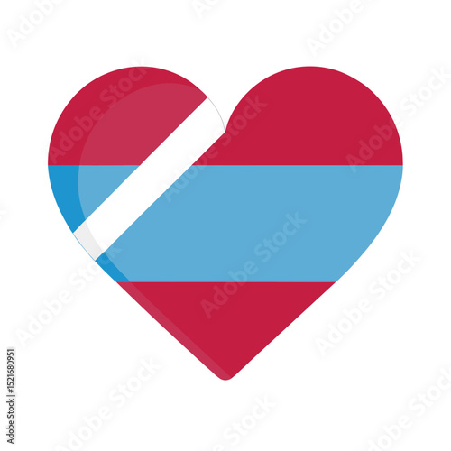 Heart shape design featuring a symbolic flag representation and patriotic theme isolated