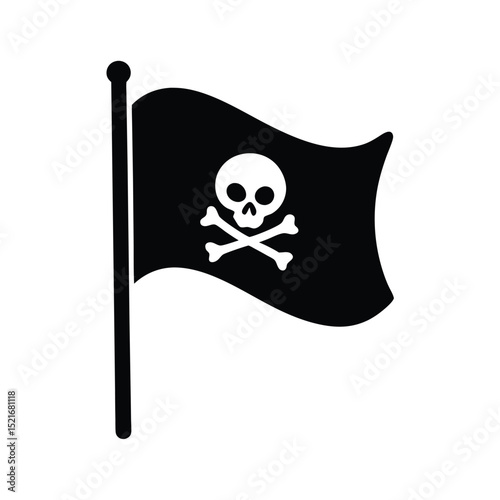 Pirate Flag Icon Vector Flat And Clean Look