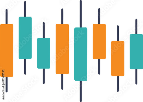 Scalable candlestick chart design perfect for financial presentations, stock market reports, and trading websites, offering a clean and professional aesthetic